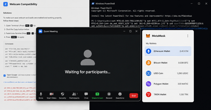 BlueNoroff Zoom Phishing Kit Profiles Crypto Wallets Before Malware Delivery