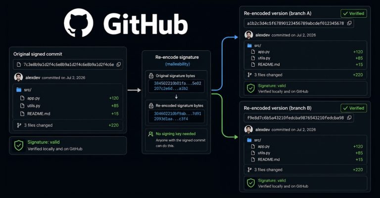 GitHub ‚Verified‘ Commits Can Be Rewritten Into New Hashes Without Breaking Signatures